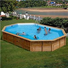 (5,51X3,51X1,19 PISCINA MADERA REF.790087) KIT PISCINA GRE MADERA NATURAL MODELO CANNELLE