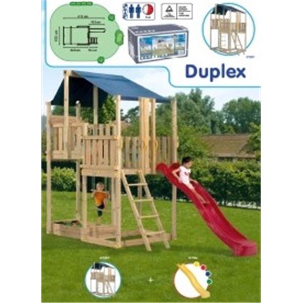 PARQUE DE MADERA CON TOBOGAN Y COLUMPIO