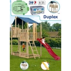 PARQUE DE MADERA CON TOBOGAN Y COLUMPIO