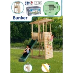 PARQUE DE MADERA CON TOBOGAN Y PARED PARA ESCALAR