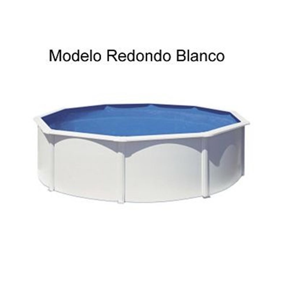 (550X120 BLANCA) SUPER OFERTA GRE - KIT ESPECIAL PISCINAS GALLEGAS CHAPA DE ACERO BLANCA REDONDA COMPLETA CON ACCESORIOS