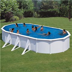 (730X375X120 BLANCA REF. KIT730ECO) KIT PISCINA GRE OVALADA CON PATAS DE CHAPA DE ACERO LACADA.MODELO FIDJI