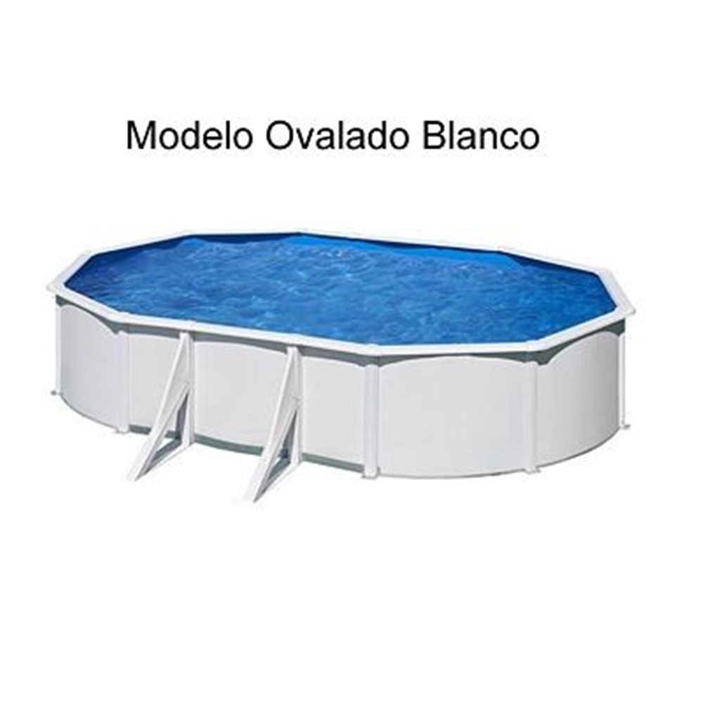 (730X375X120 BLANCA) SUPER OFERTA GRE- KIT ESPECIAL PISCINAS GALLEGAS CHAPA DE ACERO BLANCA OVALADA CON PATAS  CON ACCESORIOS
