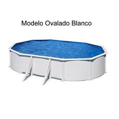 (730X375X120 BLANCA) SUPER OFERTA GRE- KIT ESPECIAL PISCINAS GALLEGAS CHAPA DE ACERO BLANCA OVALADA CON PATAS  CON ACCESORIOS